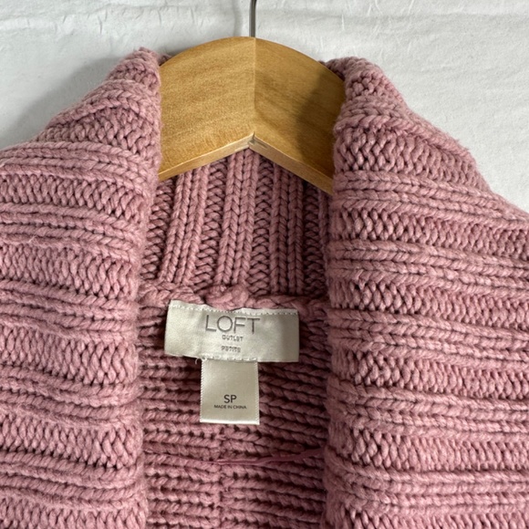 LOFT Pink Knit Open Front 3/4 Sleeve Cardigan Sweater Size Small Petite - Picture 3 of 8